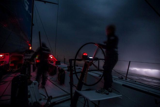 Onboard Team Vestas Wind - The first night back at sea and caught in a thunder storm - Leg 8 to Lorient – Volvo Ocean Race 2015 © Brian Carlin / Team Vestas Wind/Volvo Ocean Race